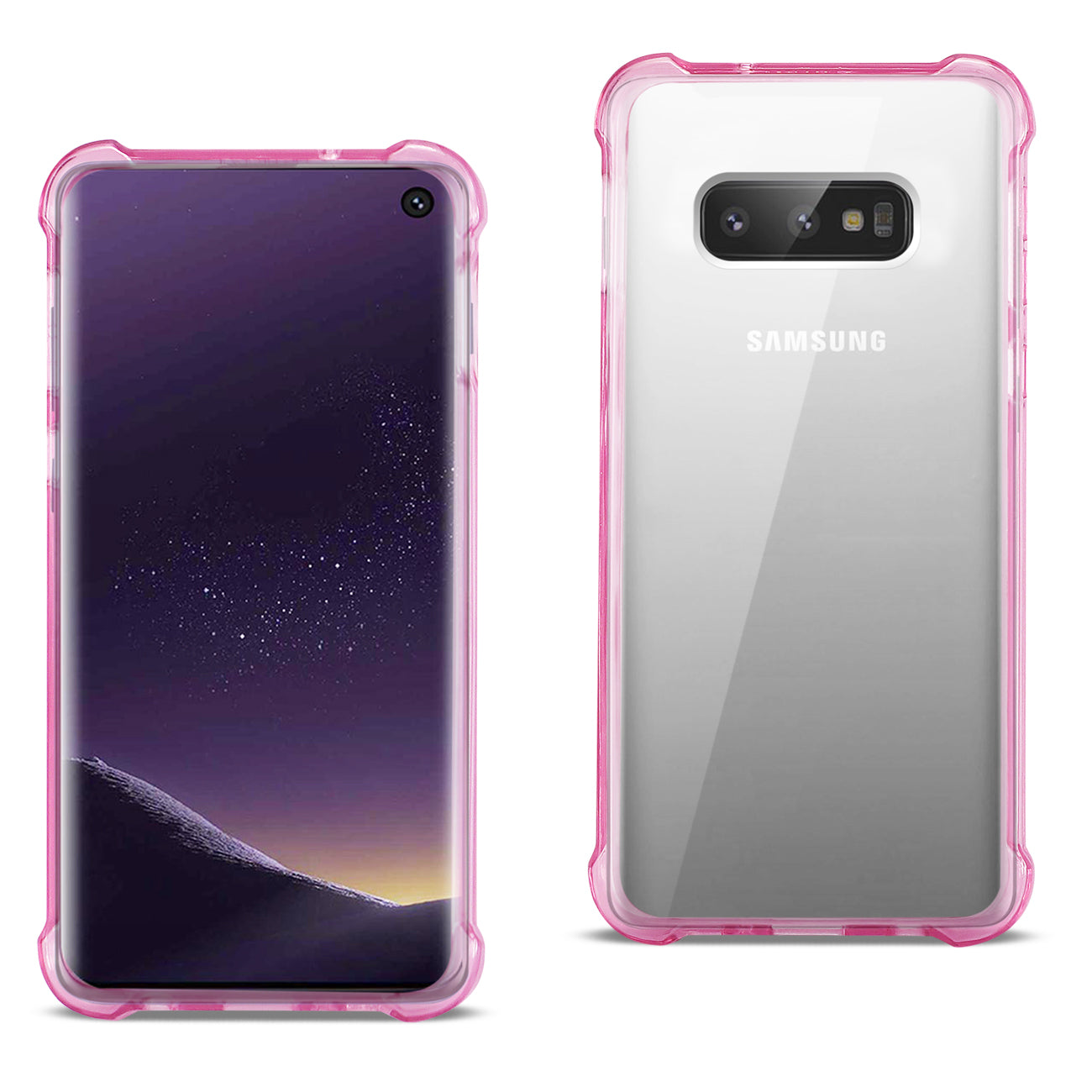 SAMSUNG GALAXY S10 Lite(S10e) Clear Bumper Case With Air Cushion Protection In Clear Hot Pink